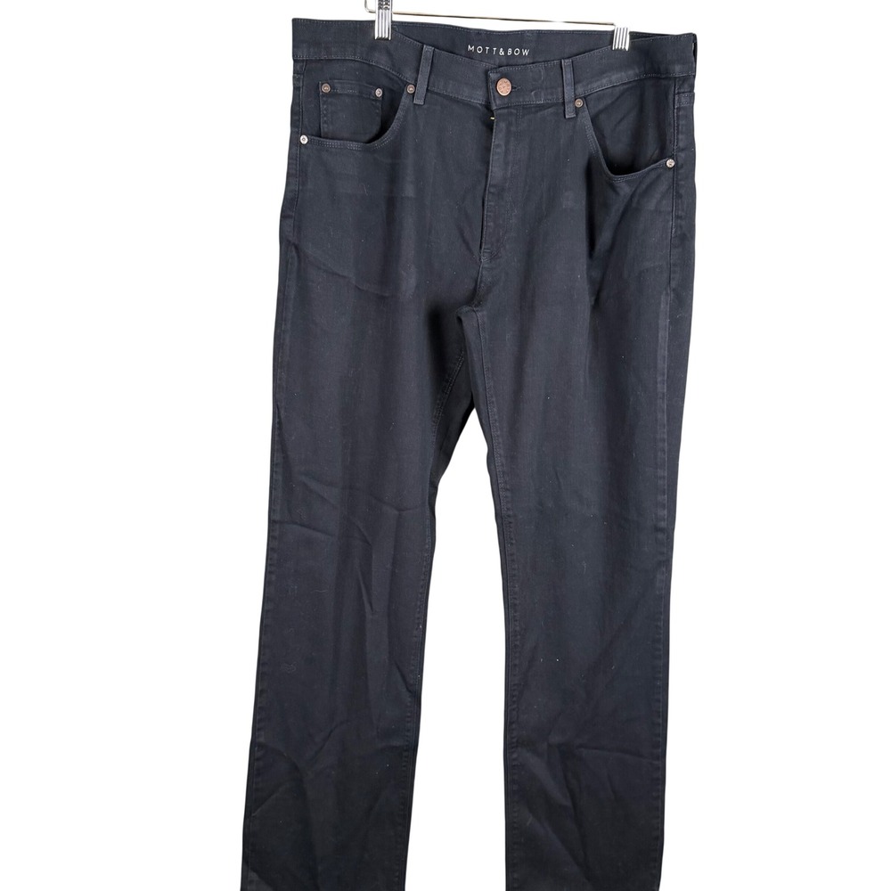 Mott & Bow Mens Straight Leg Jeans Dark Navy Blue 36x34 Cotton Blend Stretch
